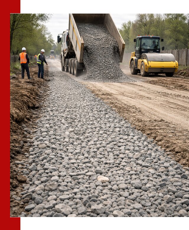 Доставка щебня для отсыпки дорог в Дубне высокого качества