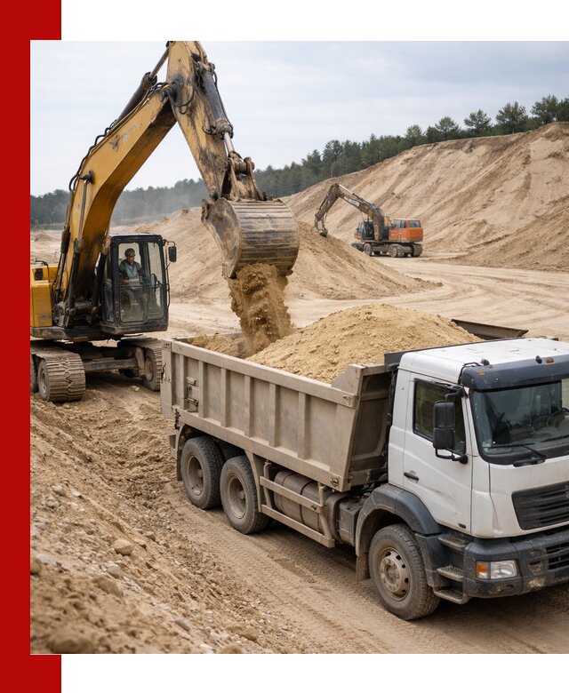 Доставка карьерного песка с самосвалами и разгрузкой в Дубне