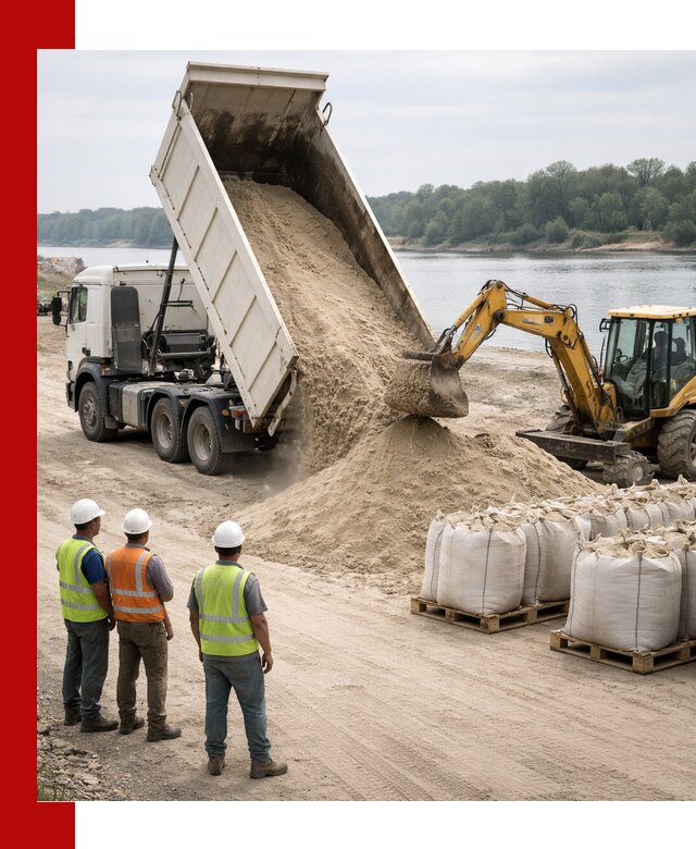 Доставка речного песка в Дубне самосвалами и погрузкой