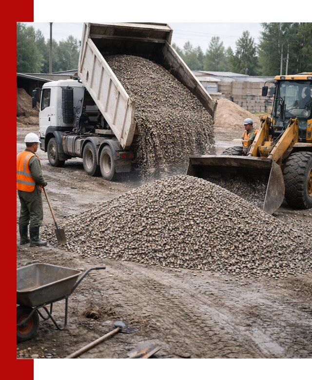 Мытый гравий с доставкой в Дубне от карьера до участка