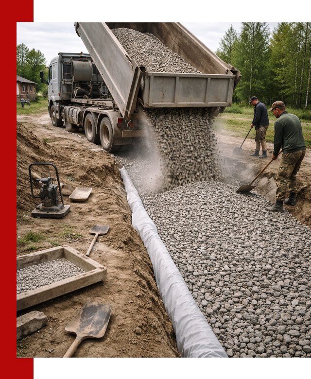 Гравий для дренажа с доставкой в Дубне качественный и недорогой