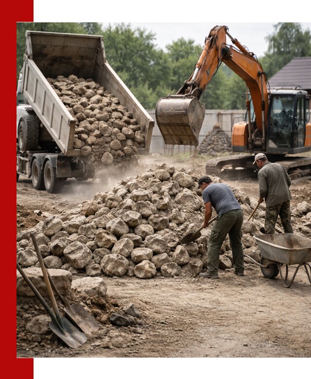 Доставка и разгрузка бутового камня в Дубне