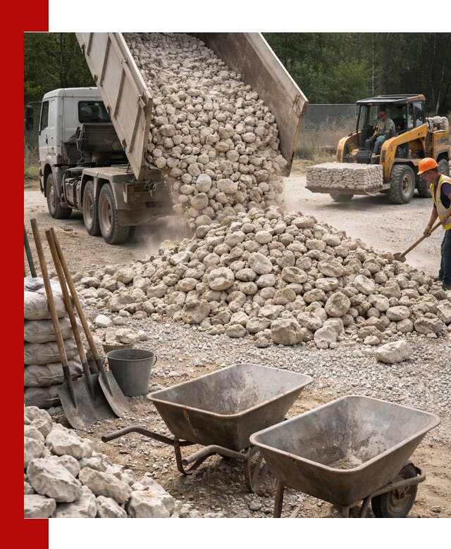 Доставка и продажа бутового известнякового камня в Дубне