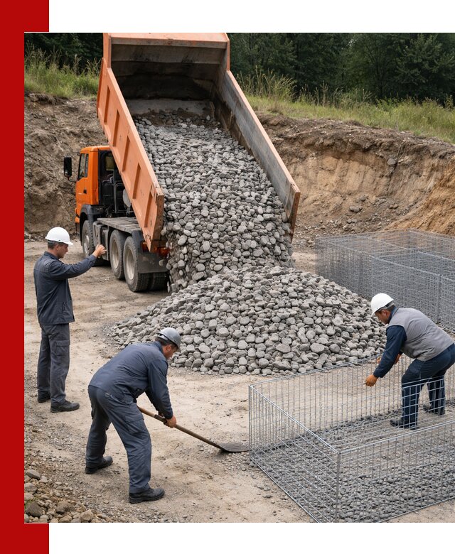 Камень для габионов с доставкой в Дубне быстро и надёжно