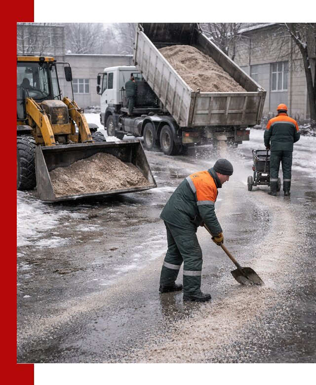 Реагент против гололеда с доставкой и нанесением в Дубне